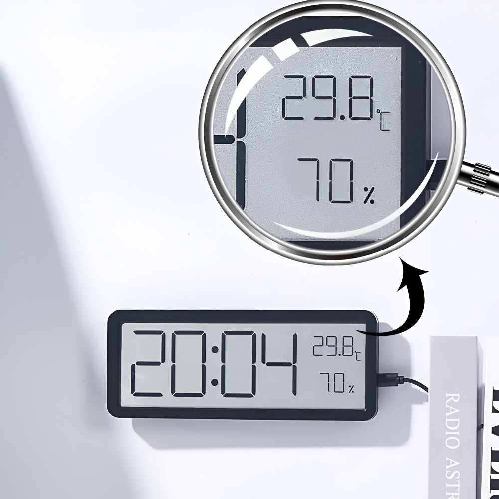 BowLift | Digital LED Wall Clock – Large Display with Temperature and Humidity