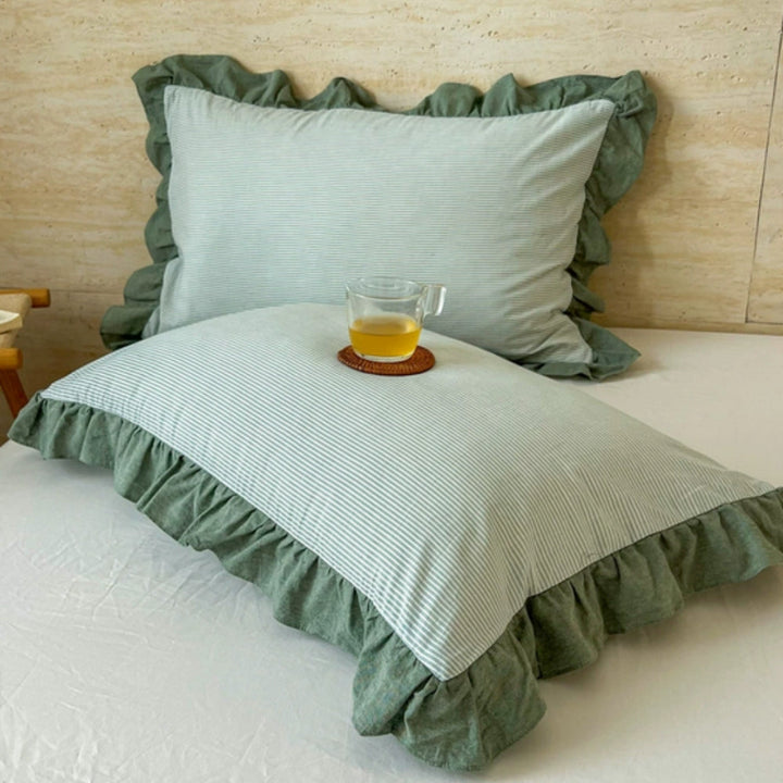 BowLift | Striped Ruffled Lace Pillowcases in Multiple Colors