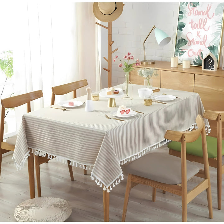 BowLift | Classic Striped Tassel Table Cloth