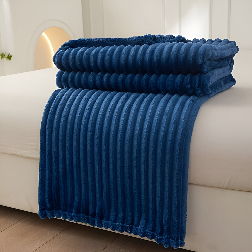 BowLift | CosyLoom Plaid | Soft Ribbed Fleece Blanket | Breathable & Fluffy | For All Seasons