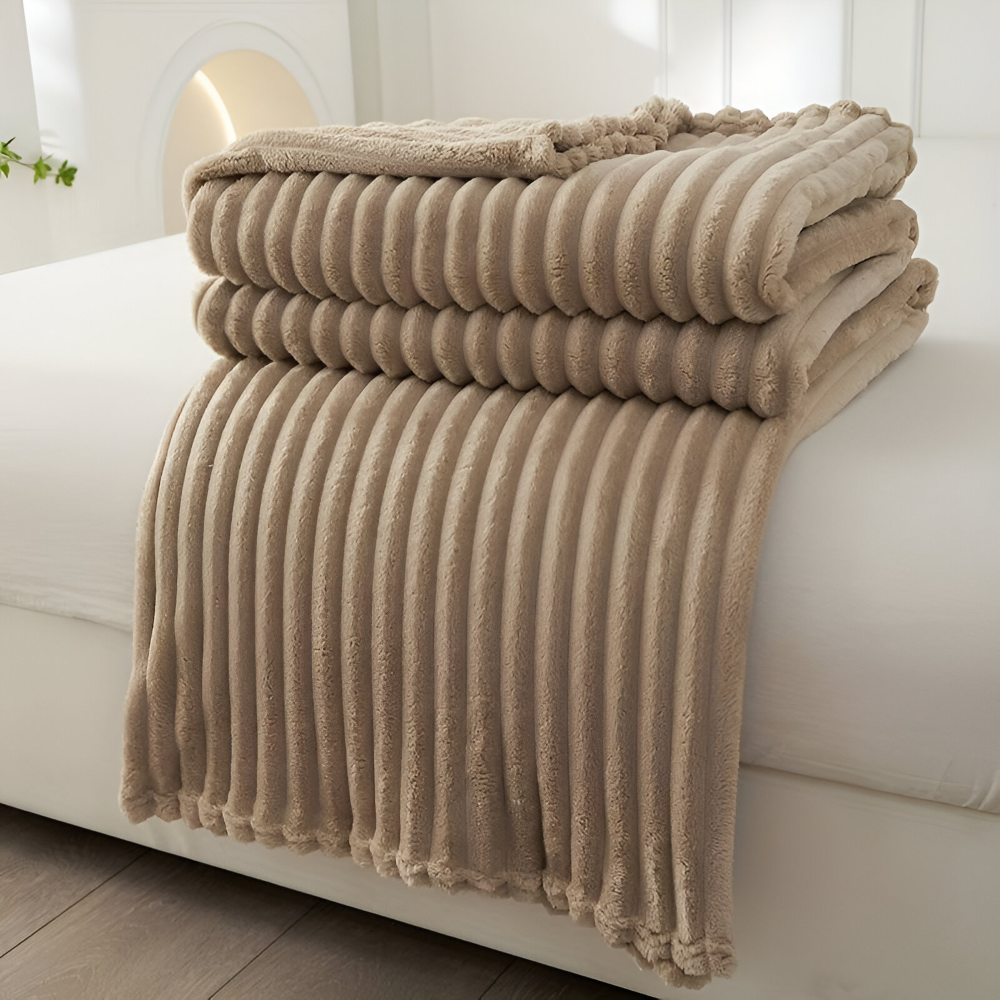 BowLift | CosyLoom Plaid | Soft Ribbed Fleece Blanket | Breathable & Fluffy | For All Seasons