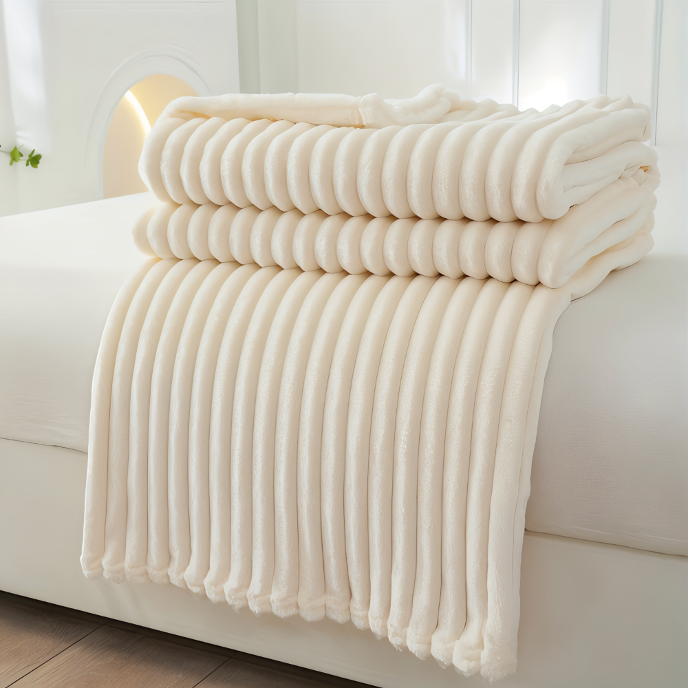 BowLift | CosyLoom Plaid | Soft Ribbed Fleece Blanket | Breathable & Fluffy | For All Seasons