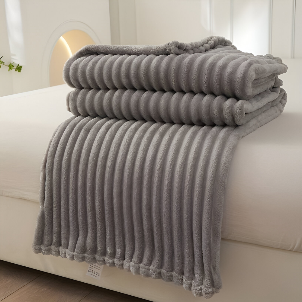 BowLift | CosyLoom Plaid | Soft Ribbed Fleece Blanket | Breathable & Fluffy | For All Seasons