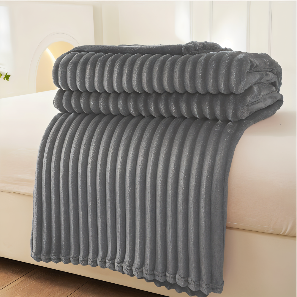 BowLift | CosyLoom Plaid | Soft Ribbed Fleece Blanket | Breathable & Fluffy | For All Seasons