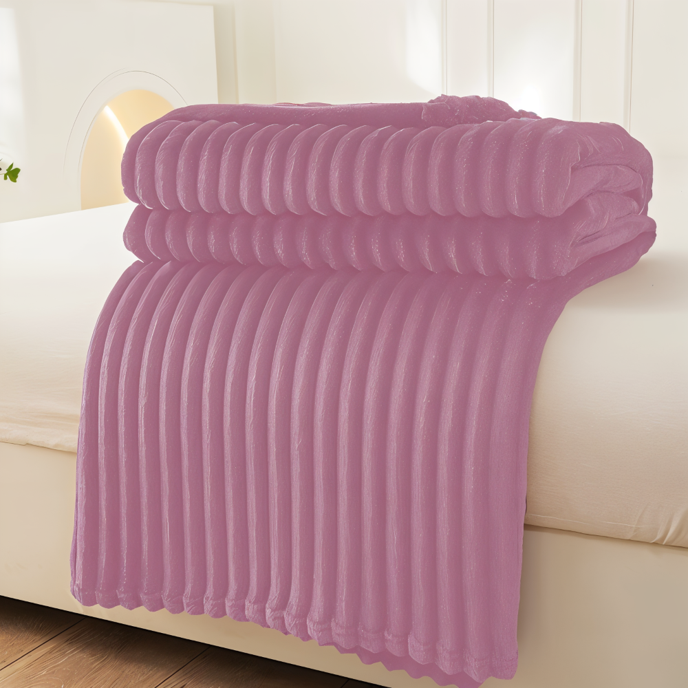 BowLift | CosyLoom Plaid | Soft Ribbed Fleece Blanket | Breathable & Fluffy | For All Seasons