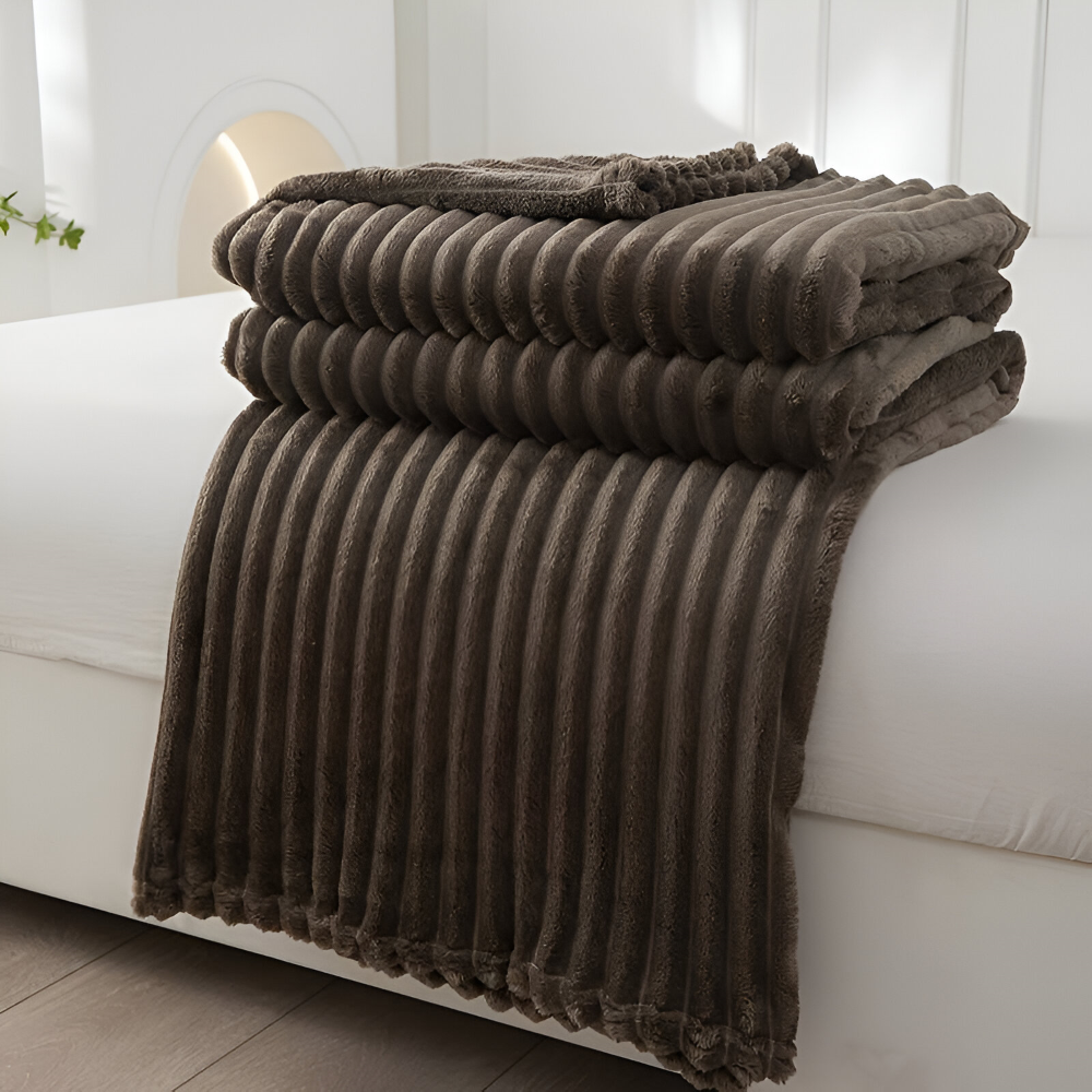 BowLift | CosyLoom Plaid | Soft Ribbed Fleece Blanket | Breathable & Fluffy | For All Seasons