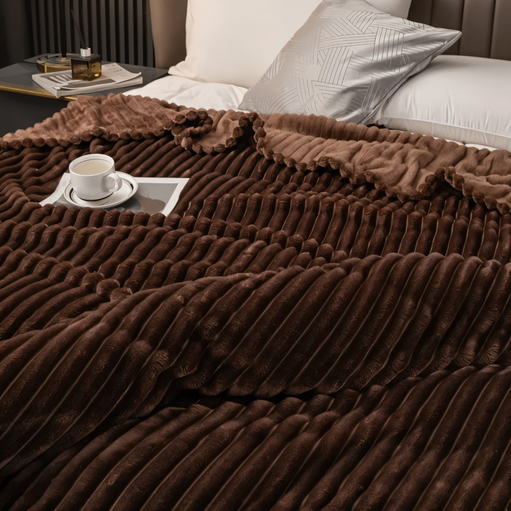BowLift | CosyLoom Plaid | Soft Ribbed Fleece Blanket | Breathable & Fluffy | For All Seasons