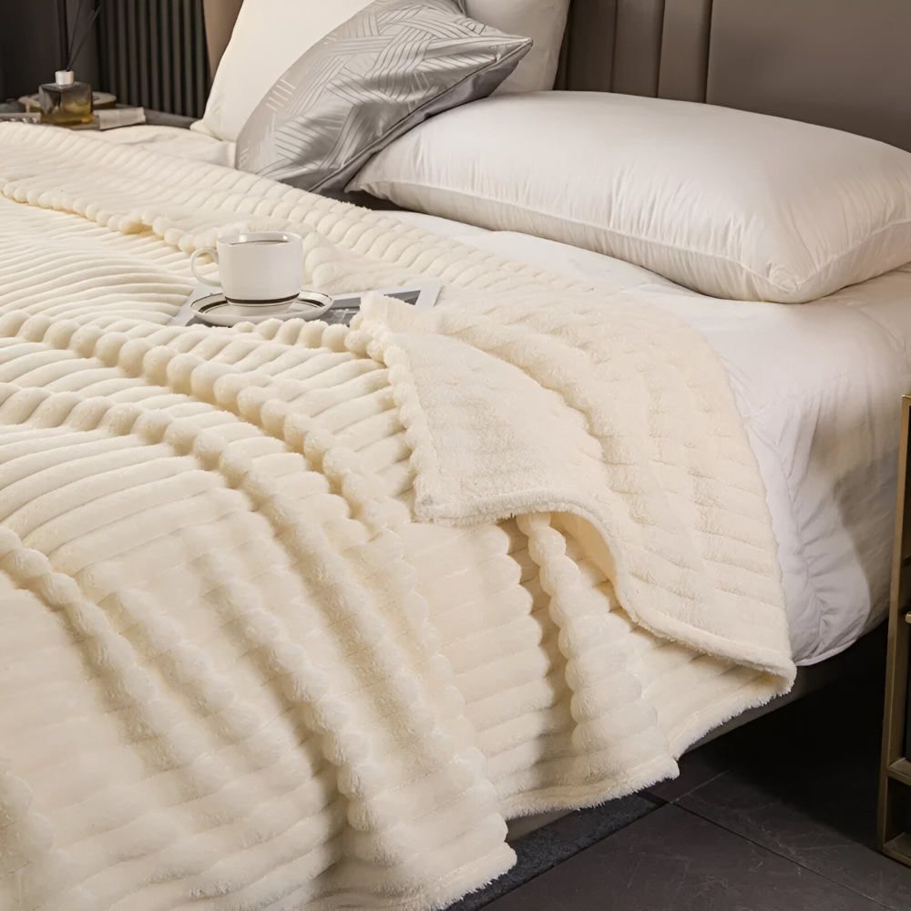 BowLift | CosyLoom Plaid | Soft Ribbed Fleece Blanket | Breathable & Fluffy | For All Seasons