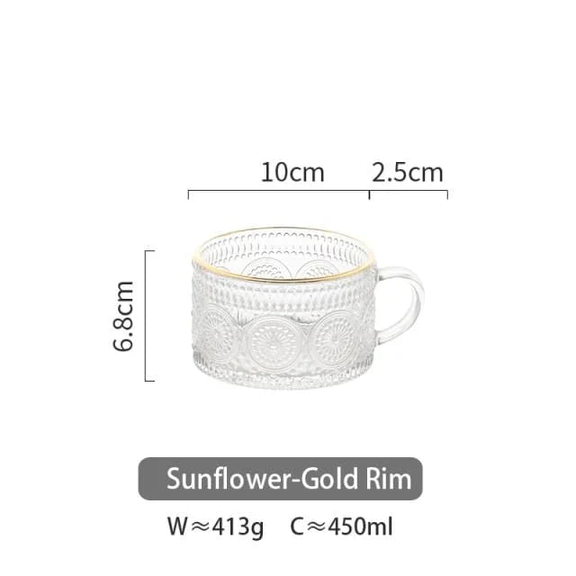 Sunflower - Golden Lines Embossed Teacup Bowlift