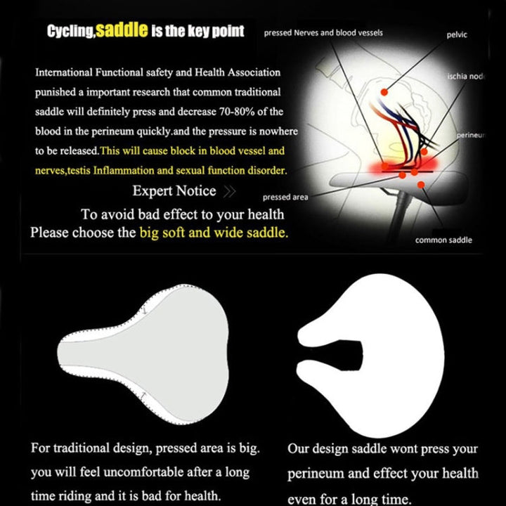BowLift | Noseless Bicycle Saddle Mountain Bike Thick Soft Padding (Black)