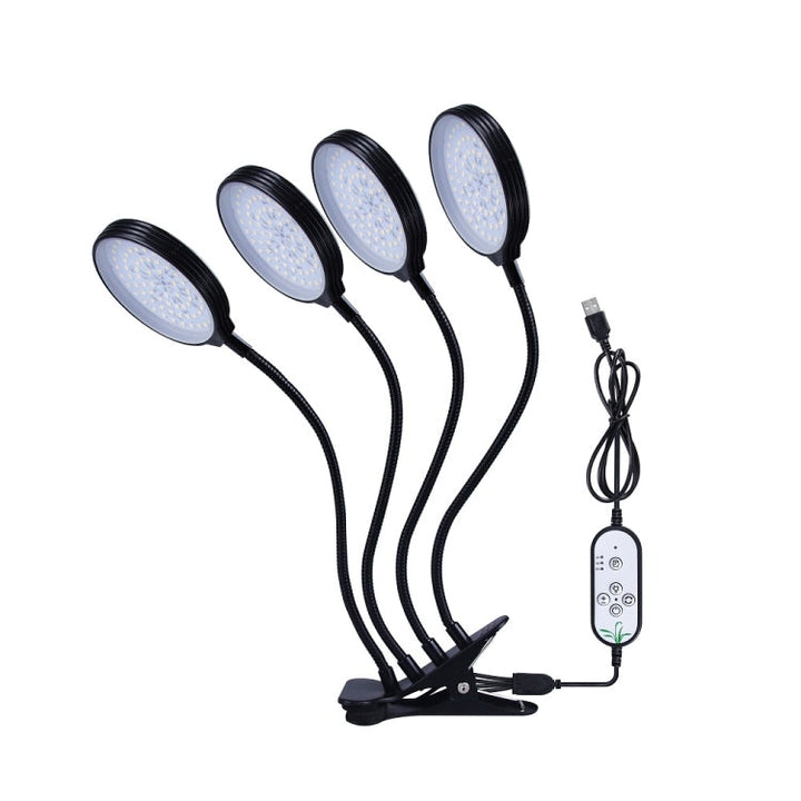 BowLift | LED Plant Growth Lamps USB Remote Control Clip Waterproof Full Spectrum Natural White Seedling Plant Light, Power: 60W Four Head