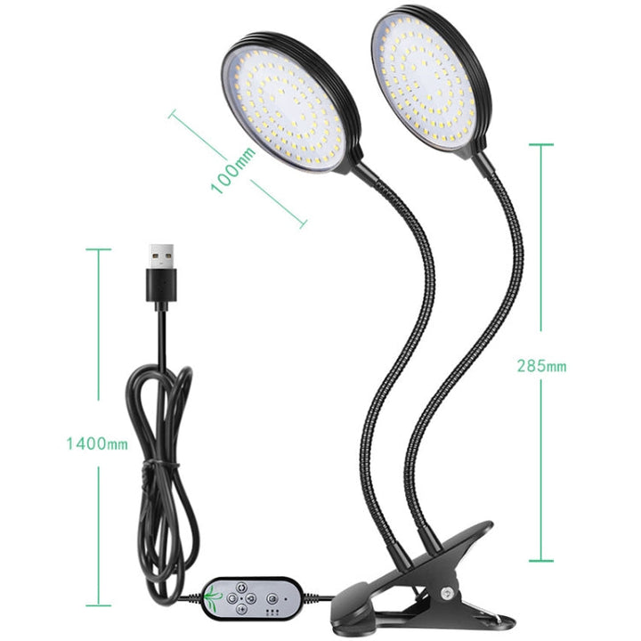 BowLift | LED Plant Growth Lamps USB Remote Control Clip Waterproof Full Spectrum Natural White Seedling Plant Light, Power: 60W Four Head