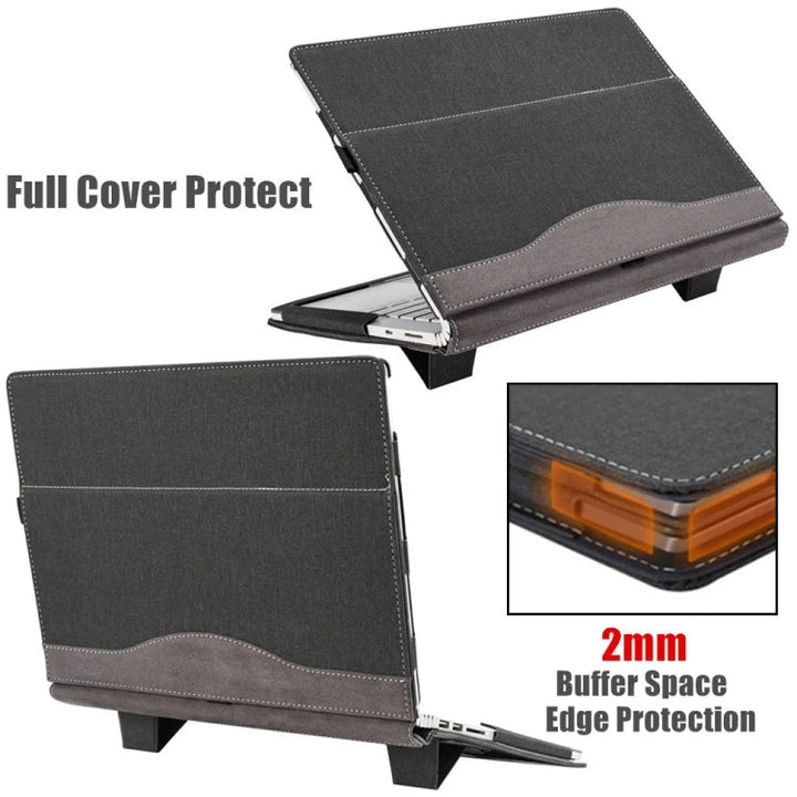 BowLift | For Samsung Galaxy Book Pro 13.3 Inch Leather Laptop Anti-Fall Protective Case with Stand (Black)