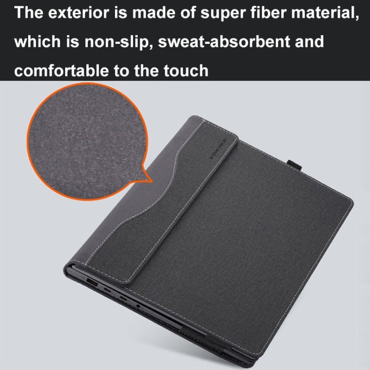 BowLift | For Samsung Galaxy Book Pro 13.3 Inch Leather Laptop Anti-Fall Protective Case with Stand (Black)