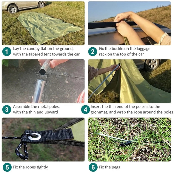 BowLift | Outdoor-Picnic-Camping Tent Next To The Car Waterproof Canopy 300x150cm (Dark Gray)