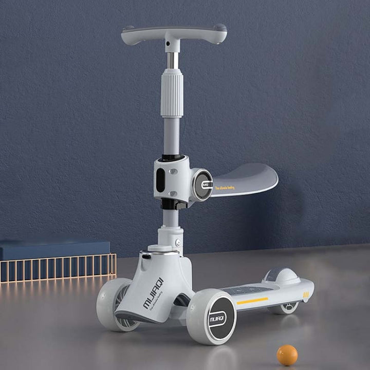 BowLift | MIJIAQI 01 3 In 1 Multifunctional Foldable Kids Scooter with Music and Lights, Specification: White Seat