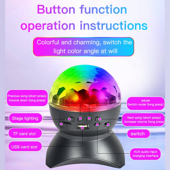 BowLift | Home LED Magic Ball Lights Bounce Ambient Lamps Room Sound Lights Balls, Color: Charging Model Black (RGB Colored 5W)