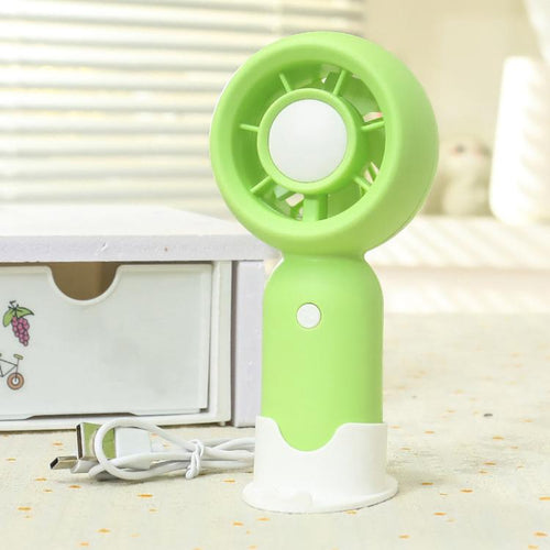Handheld Rechargeable Fan Outdoor Camping Cooling Fan With Phone Holder Base(Green) | Bowlift