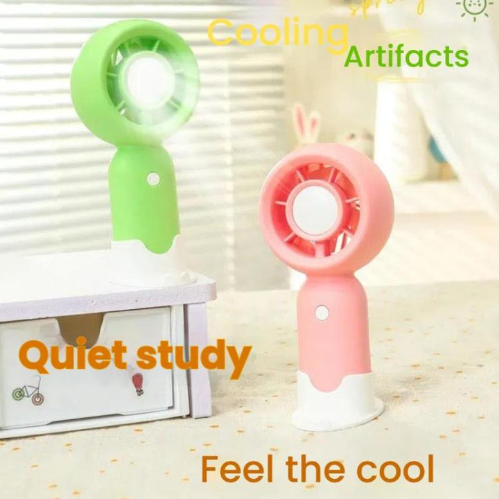 Handheld Rechargeable Fan Outdoor Camping Cooling Fan With Phone Holder Base(Green) | Bowlift