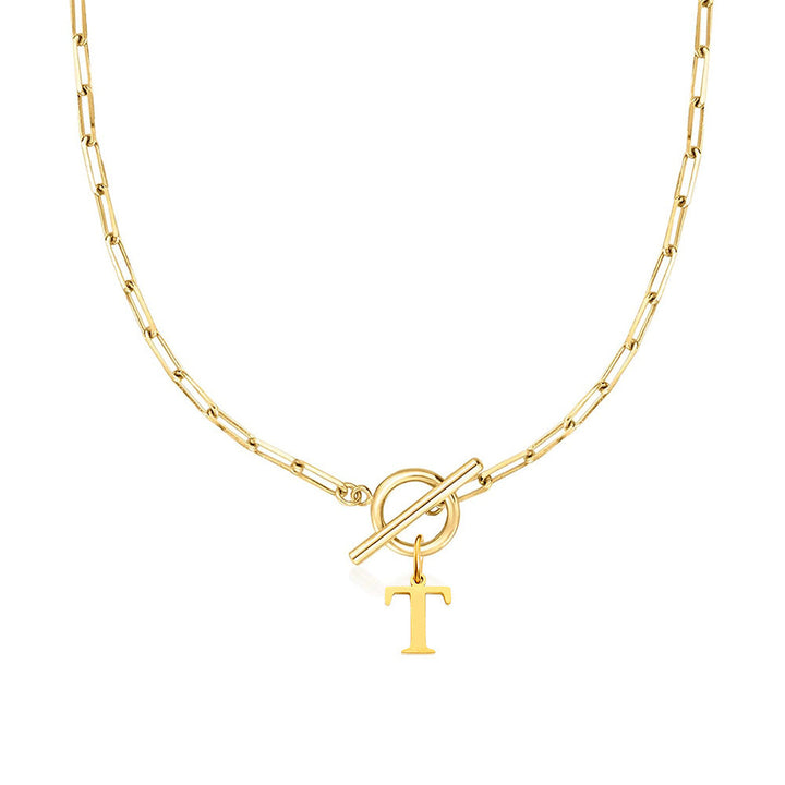 BowLift | Paperclip Letter Initial Circle Lock Clasp Necklace