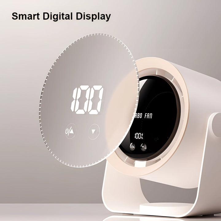 BowLift | Blade-less Turbo Fan with LED Display – Compact, Silent Cooling Solution for Bedrooms and Living Rooms