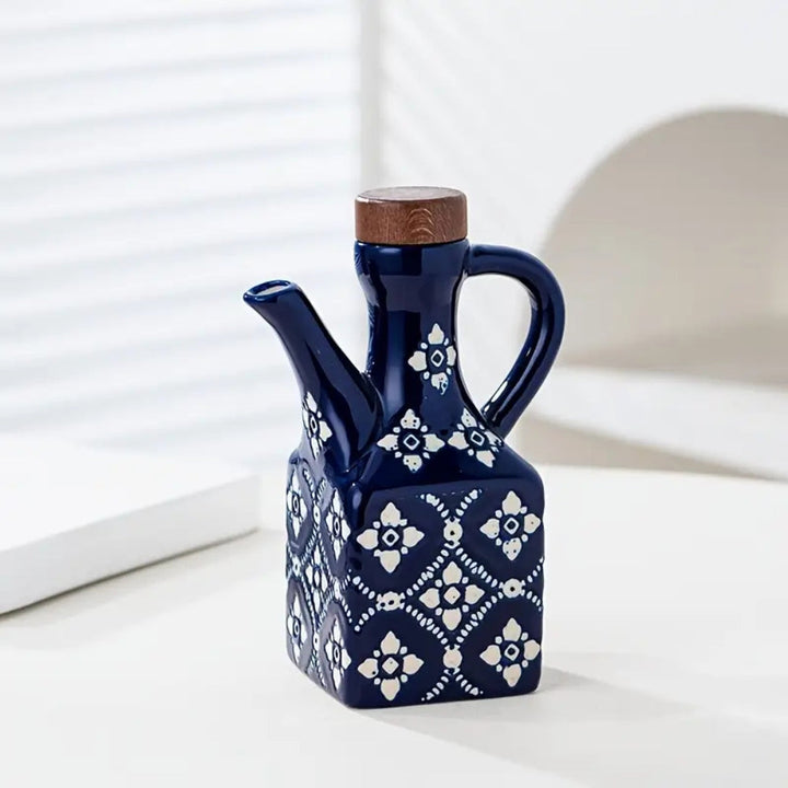 BowLift | Talavera Ceramic Wooden Lid Oil Dispenser Bottle