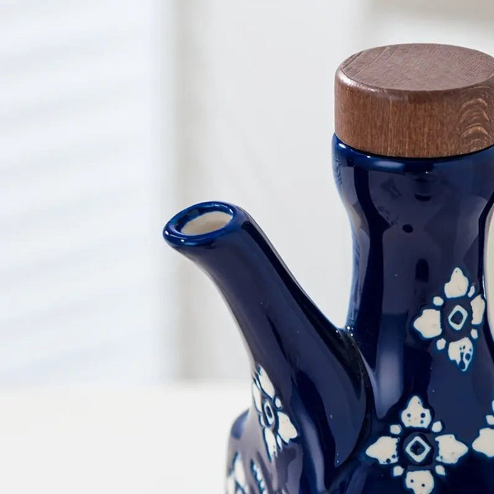 BowLift | Talavera Ceramic Wooden Lid Oil Dispenser Bottle