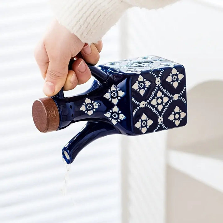 BowLift | Talavera Ceramic Wooden Lid Oil Dispenser Bottle