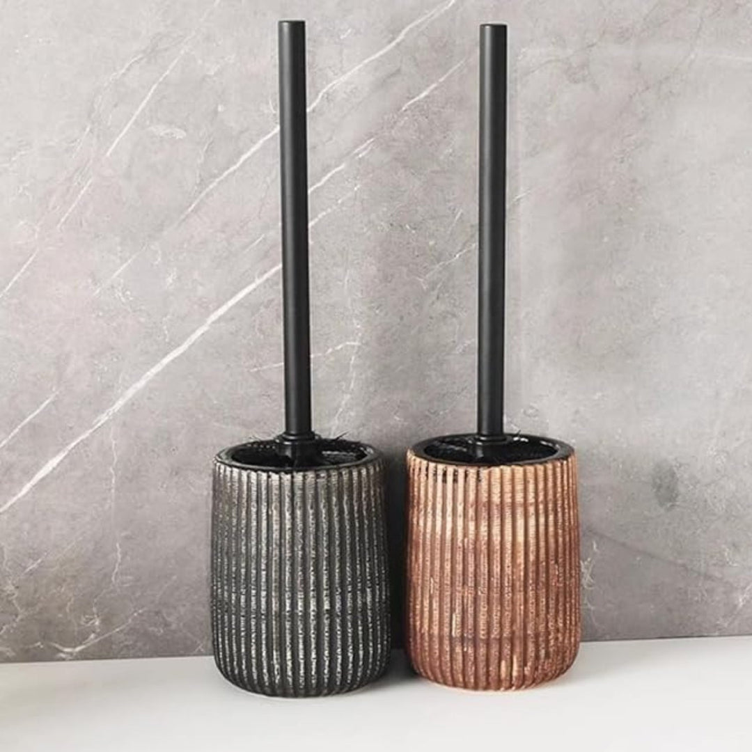 BowLift | Textured Ceramic Toilet Brush Holder Set