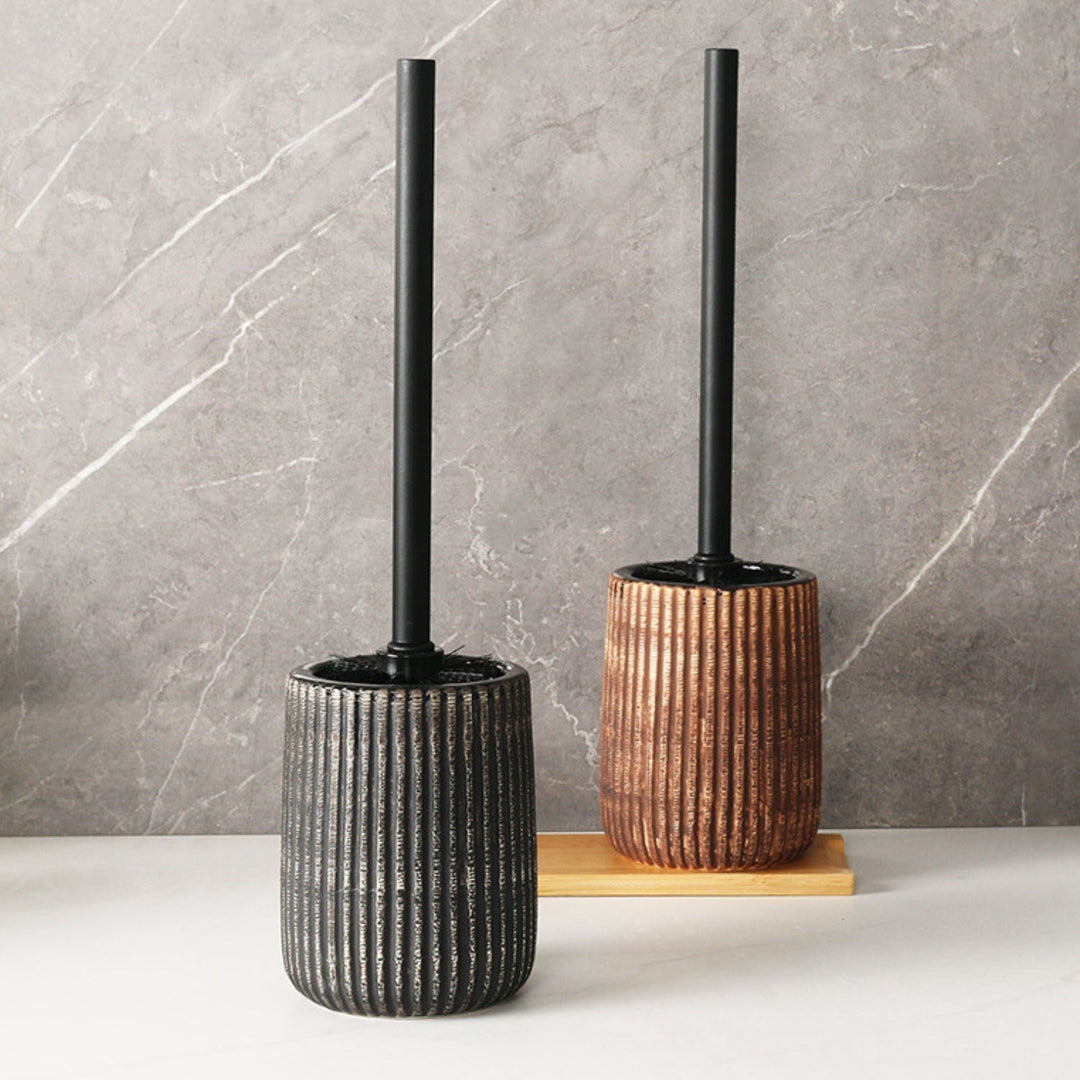 BowLift | Textured Ceramic Toilet Brush Holder Set