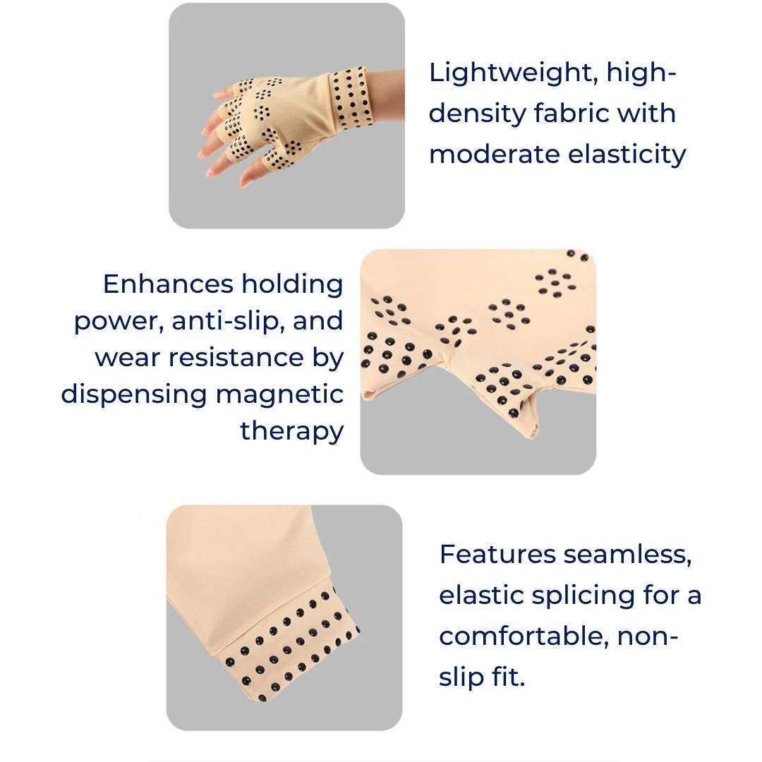 ThermaFlex Fingerless Arthritis Gloves | Magnetic Compression Gloves for Arthritis Pain Relief - Improved Circulation - Reduced Swelling Bowlift