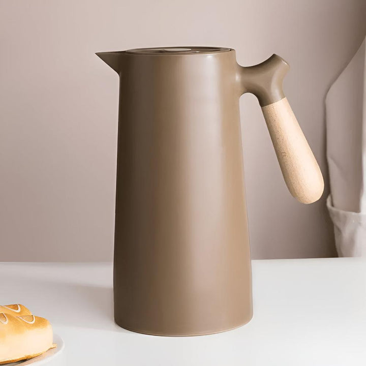 BowLift | Thermora – Insulated Carafe with Wooden Handle | Stylish Vacuum Flask for Hot & Cold Drinks