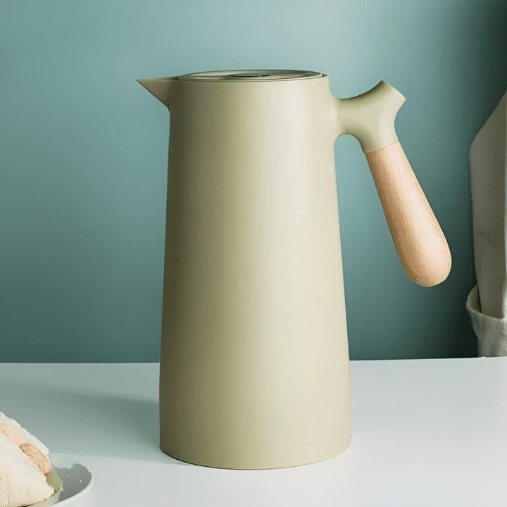 BowLift | Thermora – Insulated Carafe with Wooden Handle | Stylish Vacuum Flask for Hot & Cold Drinks