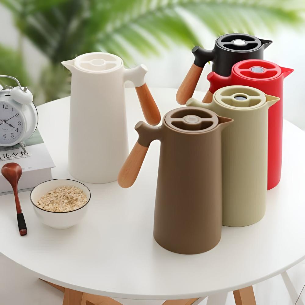 BowLift | Thermora – Insulated Carafe with Wooden Handle | Stylish Vacuum Flask for Hot & Cold Drinks