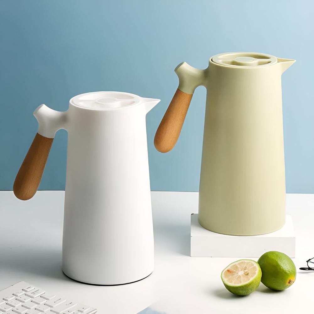 BowLift | Thermora – Insulated Carafe with Wooden Handle | Stylish Vacuum Flask for Hot & Cold Drinks