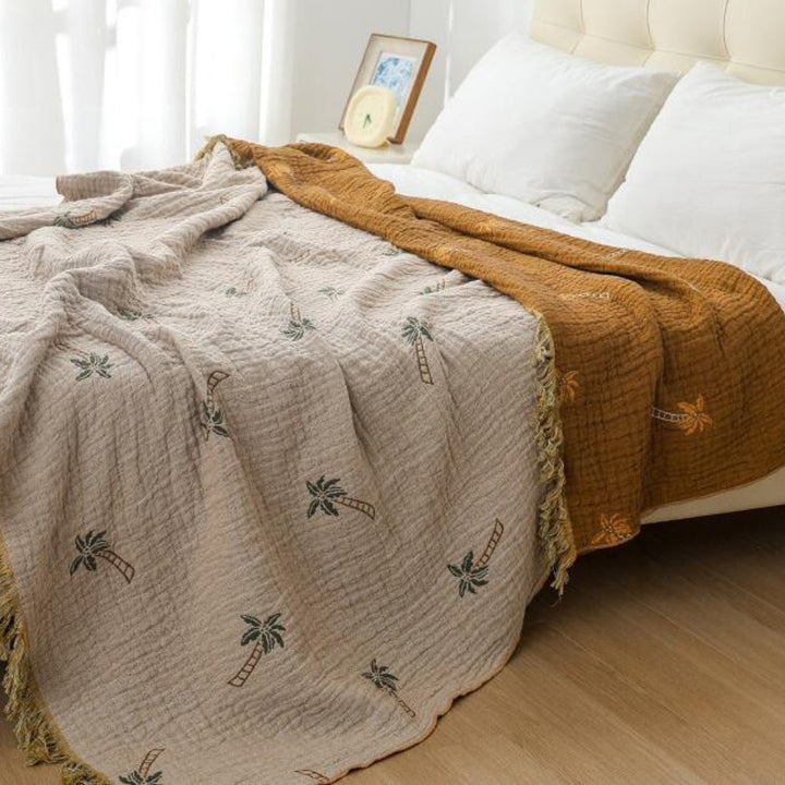 BowLift | Tropical Palm Tree Reversible Cotton Blanket