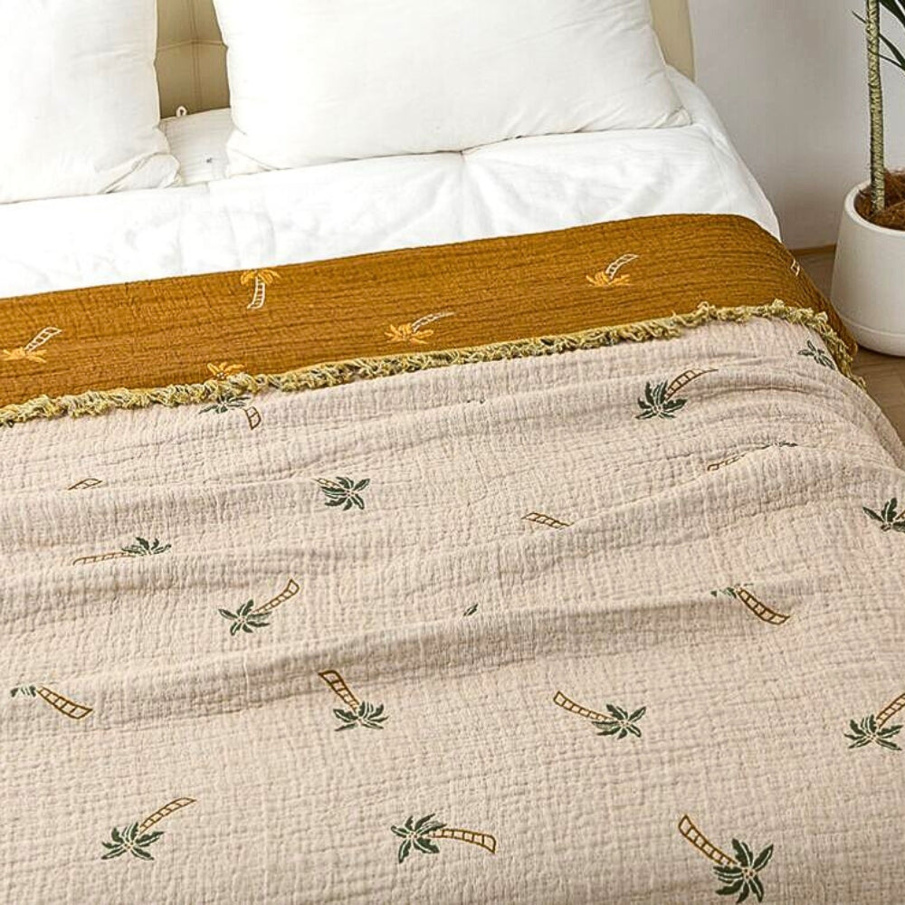 BowLift | Tropical Palm Tree Reversible Cotton Blanket