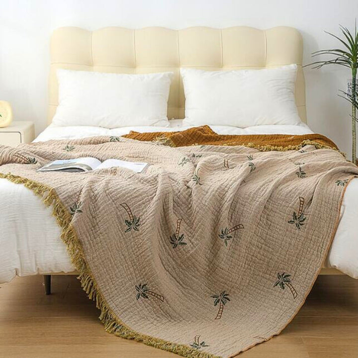 BowLift | Tropical Palm Tree Reversible Cotton Blanket