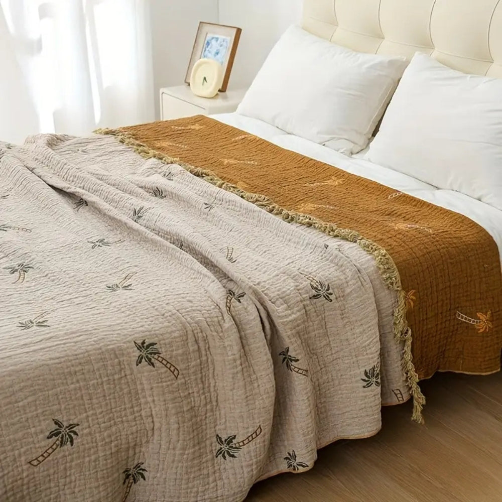 BowLift | Tropical Palm Tree Reversible Cotton Blanket