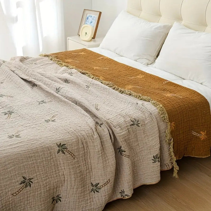 BowLift | Tropical Palm Tree Reversible Cotton Blanket