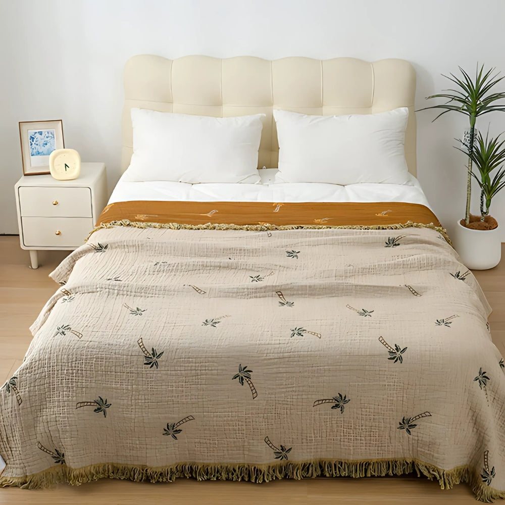 BowLift | Tropical Palm Tree Reversible Cotton Blanket