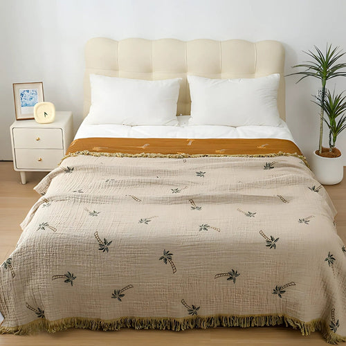 BowLift | Tropical Palm Tree Reversible Cotton Blanket
