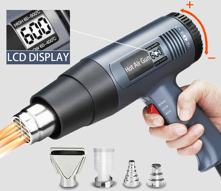 BowLift | 2000W Industrial Electric Heat Gun with Digital LCD Display Adjustable Temp – ProTherm