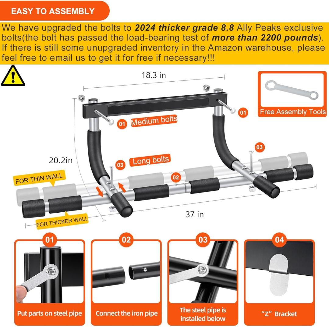 PowerGrip - Sterke Deurkozijn Pull-up Bar tot 200 Kg Bowlift