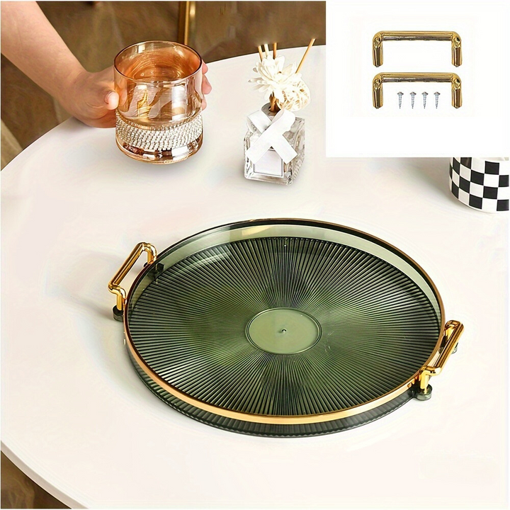 Gilded Elegance – Luxury Serving Tray with Golden Handles Bowlift