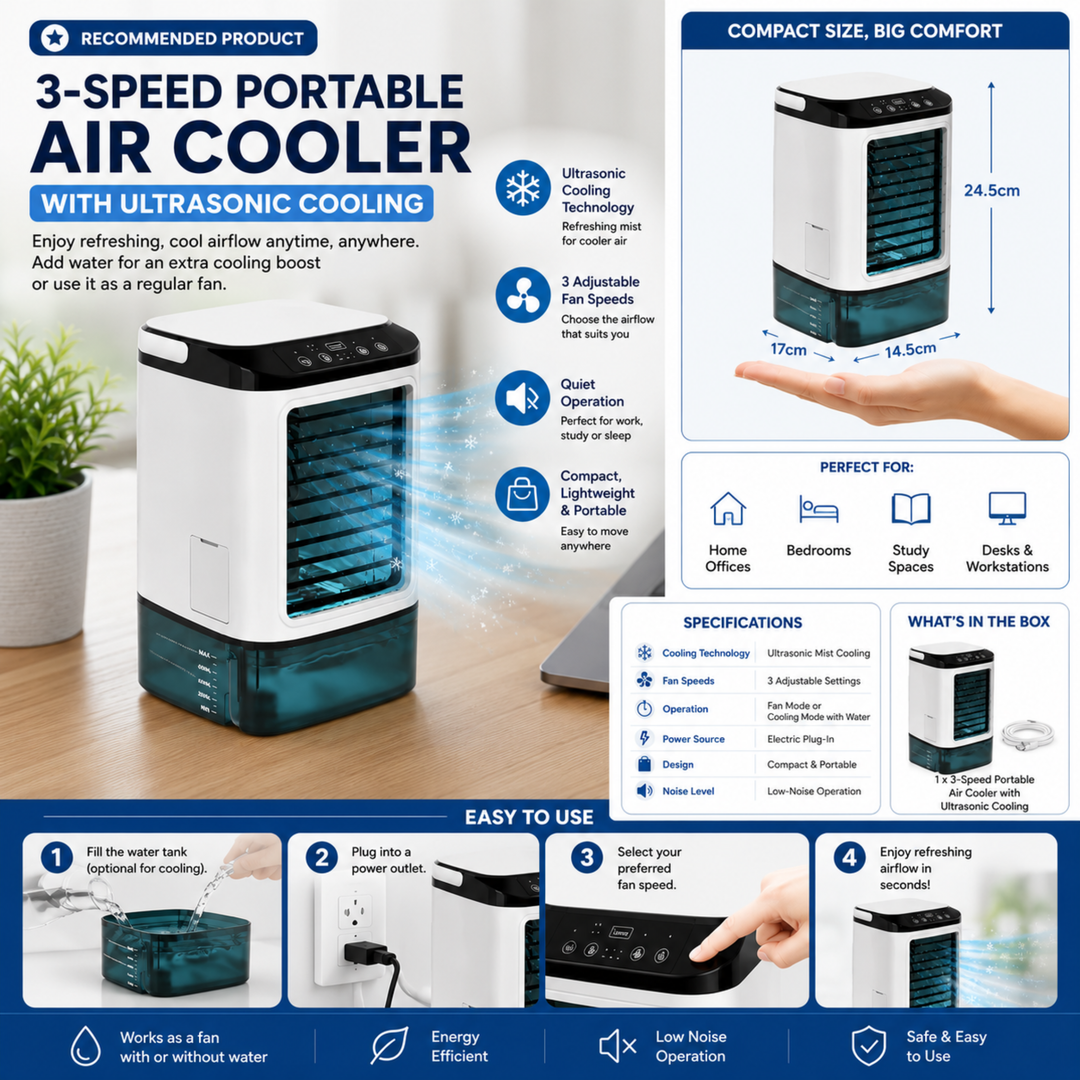 BowLift | 3-Speed Portable Air conditioner with Ultrasonic Cooling