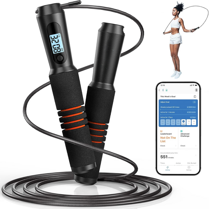 JumpFit - Slimme Springtouw met App en Knopenloos Ontwerp Bowlift