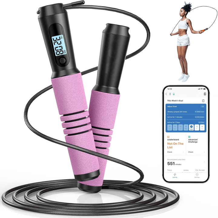 JumpFit - Slimme Springtouw met App en Knopenloos Ontwerp Bowlift