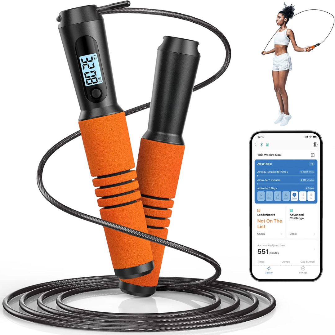 JumpFit - Slimme Springtouw met App en Knopenloos Ontwerp Bowlift