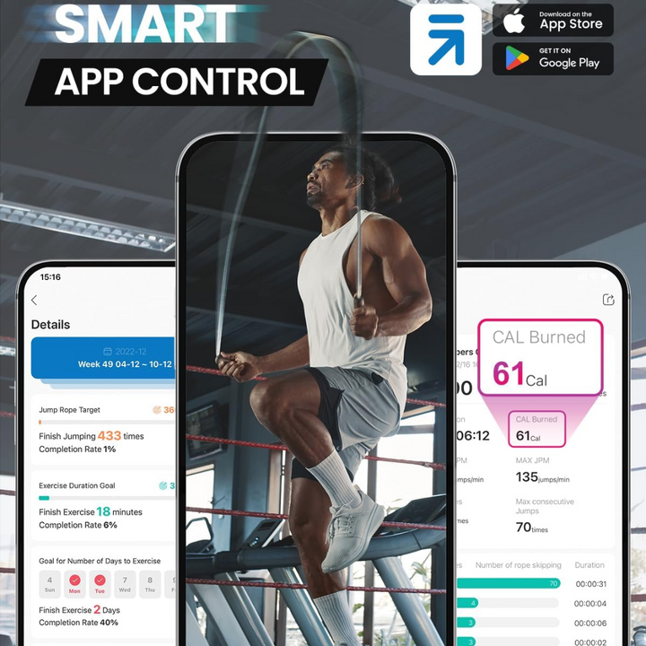 JumpFit - Slimme Springtouw met App en Knopenloos Ontwerp Bowlift